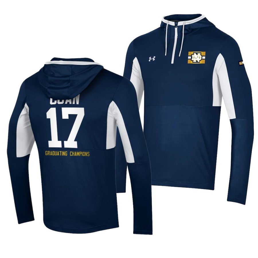 jack coan navy 2021 shamrock series quarter zip jacket hoodie