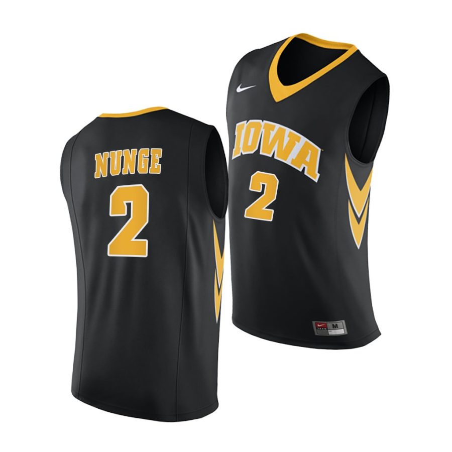 jack nunge iowa hawkeyes black replica 2020 21 college basketball jersey