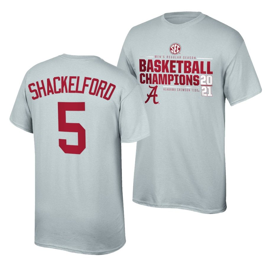 jaden shackelford gray 2021 sec men's basketball regular season champions alabama crimson tide shirt