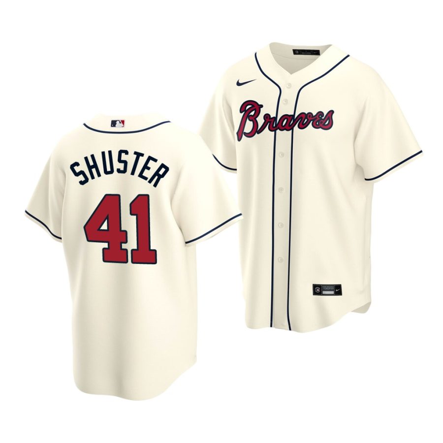 jared shuster braves 2020 mlb draft replica alternate cream jersey