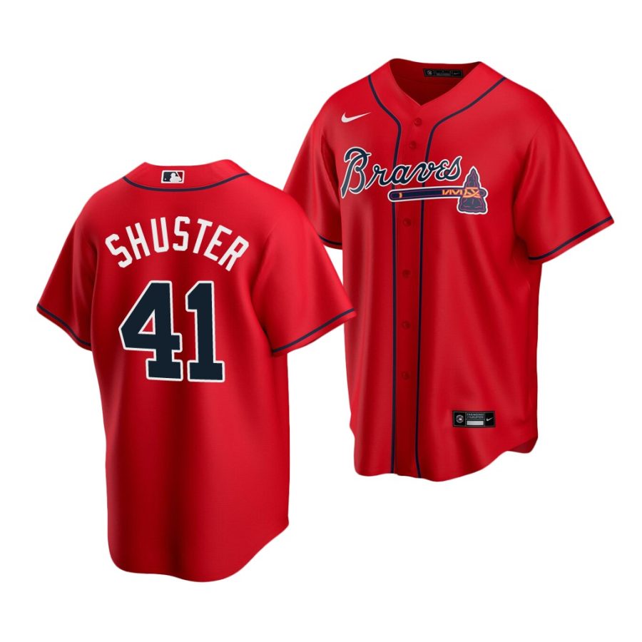 jared shuster braves 2020 mlb draft replica alternate red jersey