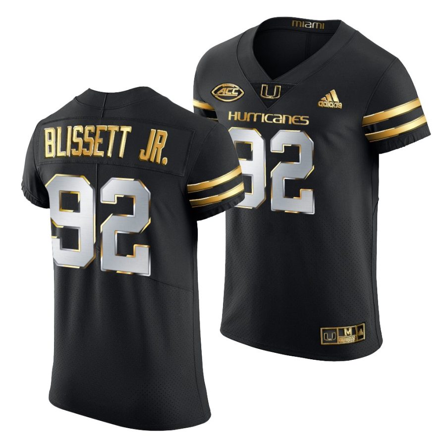 jason blissett jr. black golden edition miami hurricanes jersey