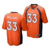 javonte williams broncos 2021 nfl draft game men's orange jersey