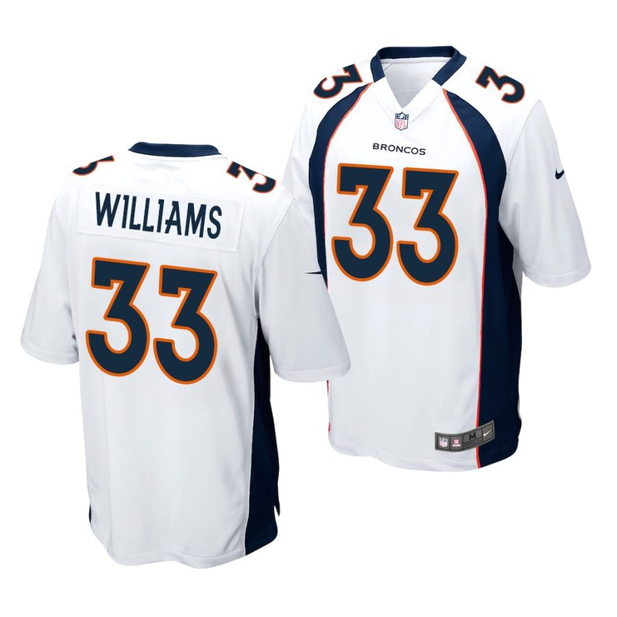 javonte williams broncos 2021 nfl draft game men's white jersey