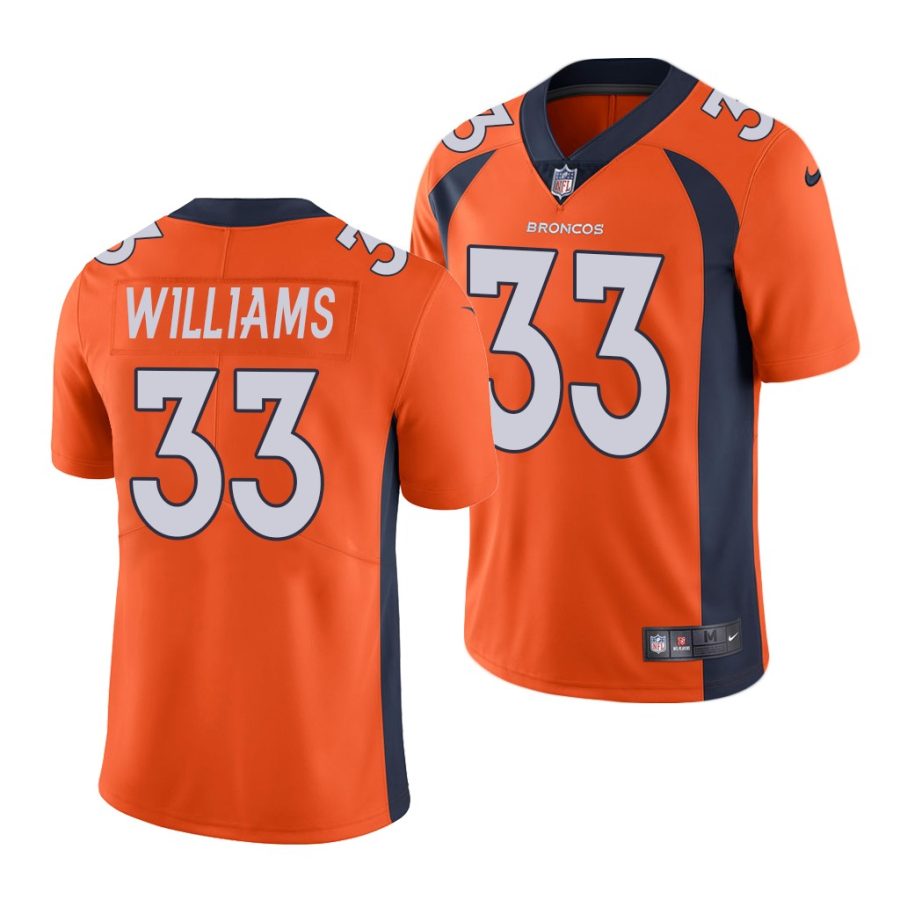 javonte williams broncos 2021 nfl draft vapor limited men's orange jersey