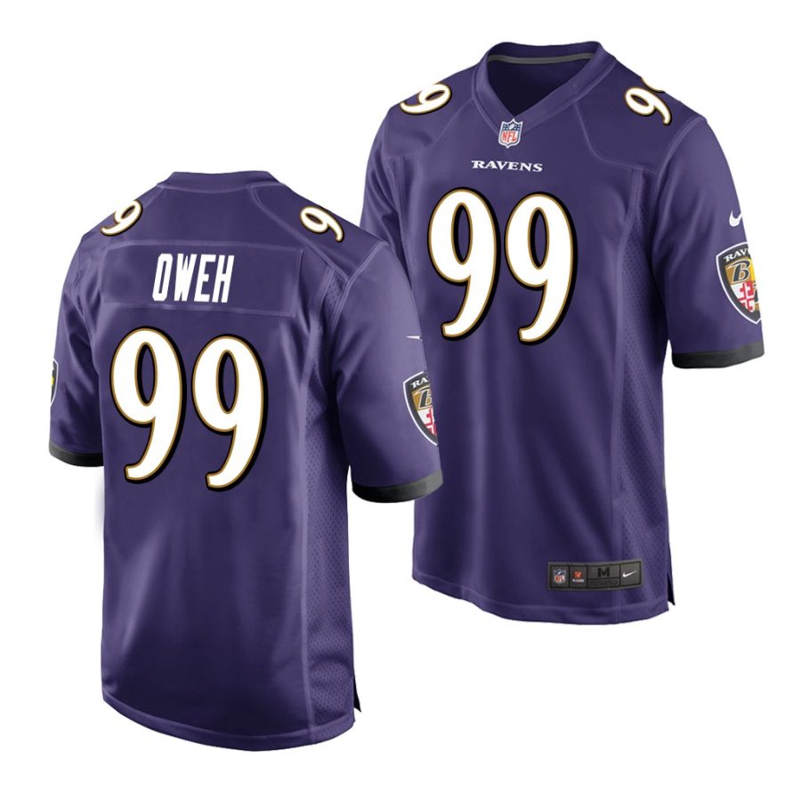 jayson oweh ravens 2021 nfl draft game men's purple jersey