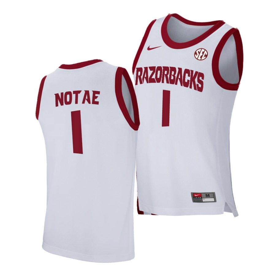 jd notae white home arkansas razorbacks jersey