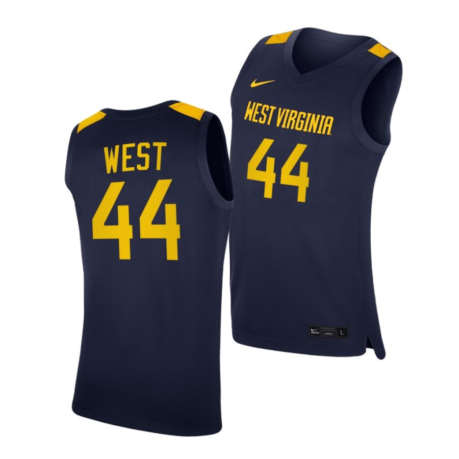 jerry west west virginia mountaineers navy replica college basketball jersey