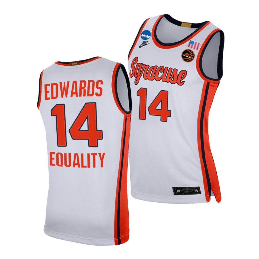 jesse edwards white 2021 march madness sweet 16 syracuse orange jersey