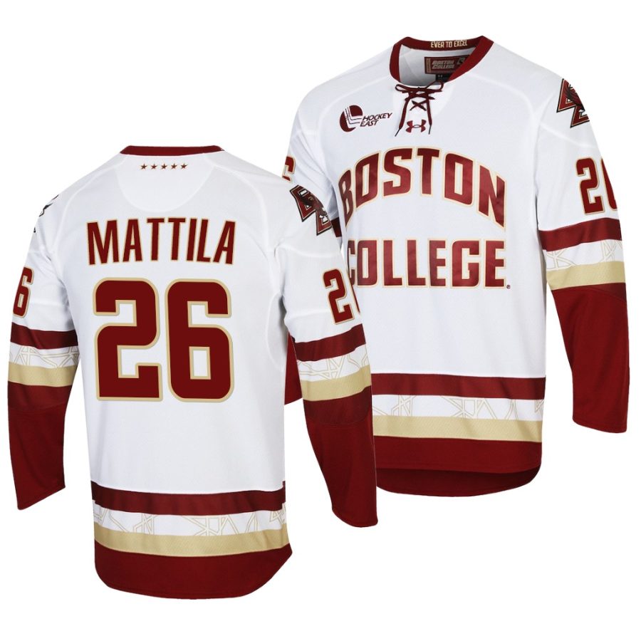 julius mattila ncaa college hockey white replica jersey