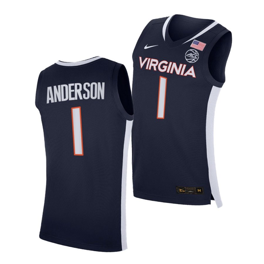 justin anderson virginia cavaliers navy road secondary logo jersey