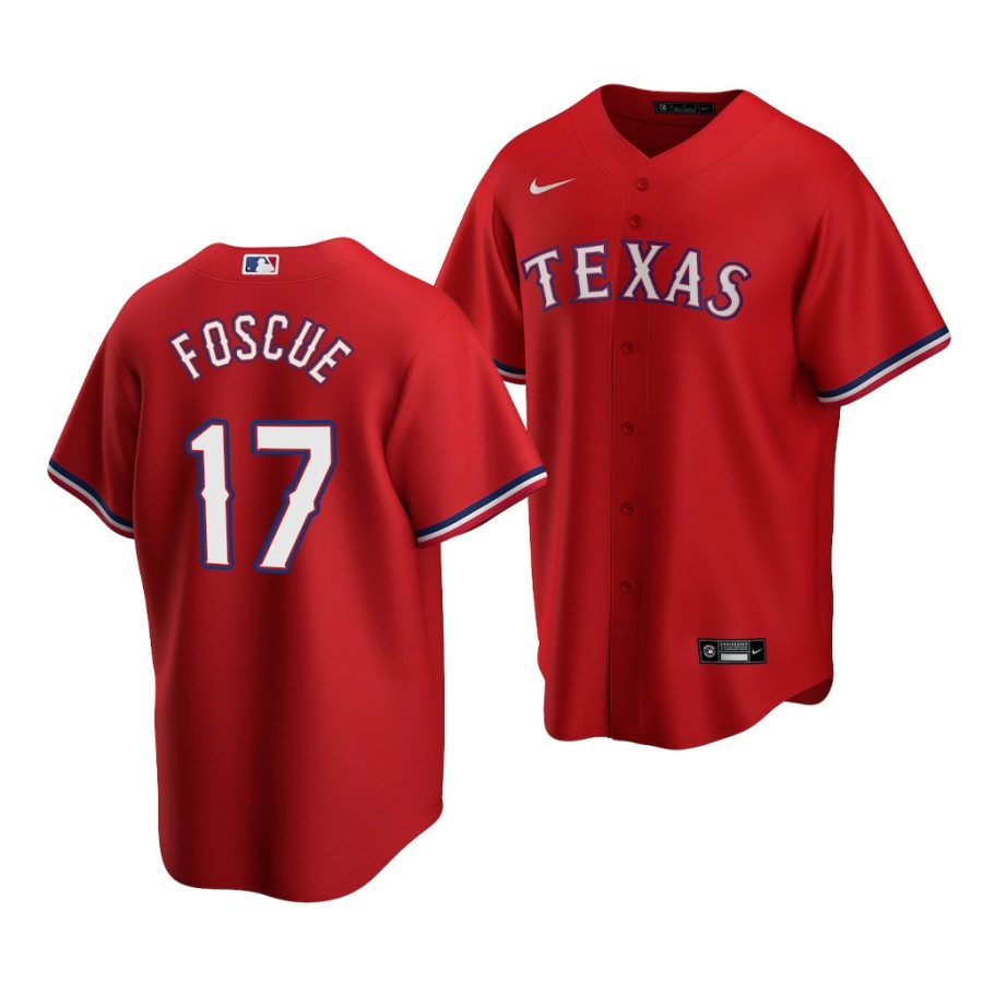 justin foscue rangers 2020 mlb draft replica alternate red jersey