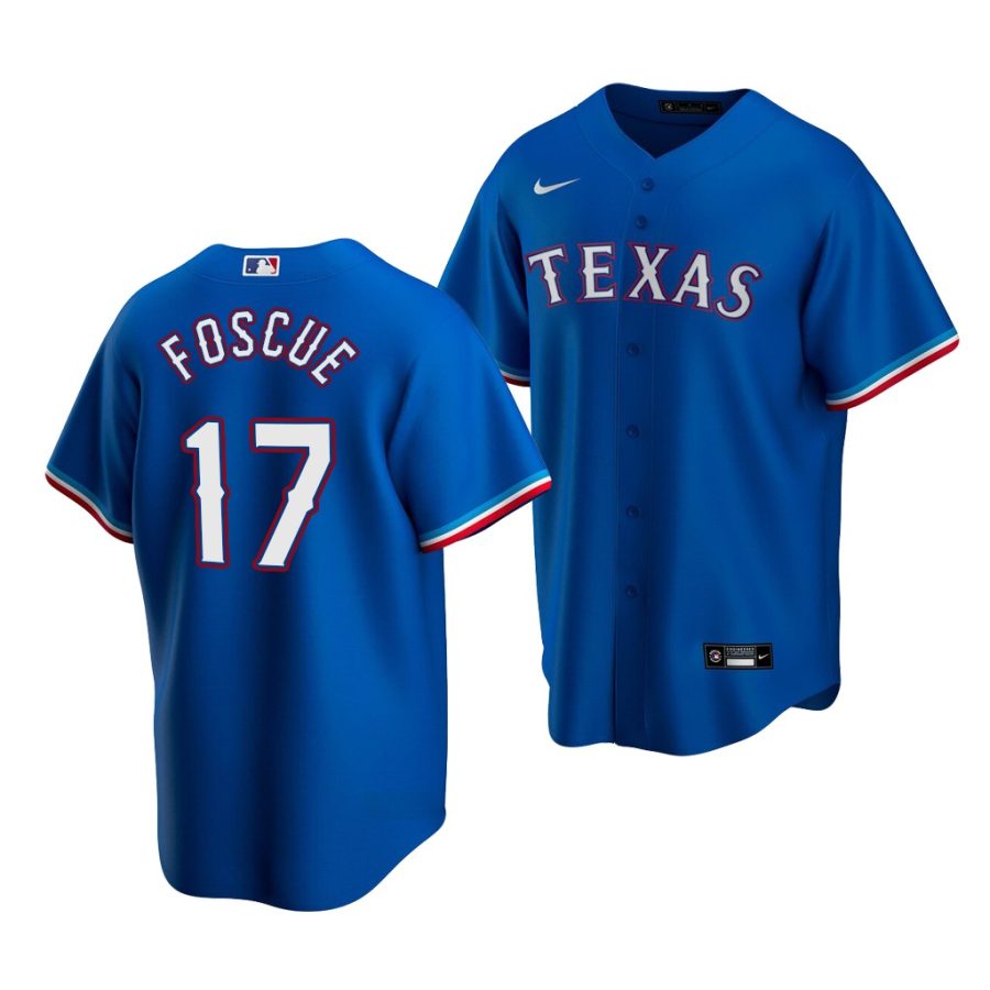 justin foscue rangers 2020 mlb draft replica alternate royal jersey