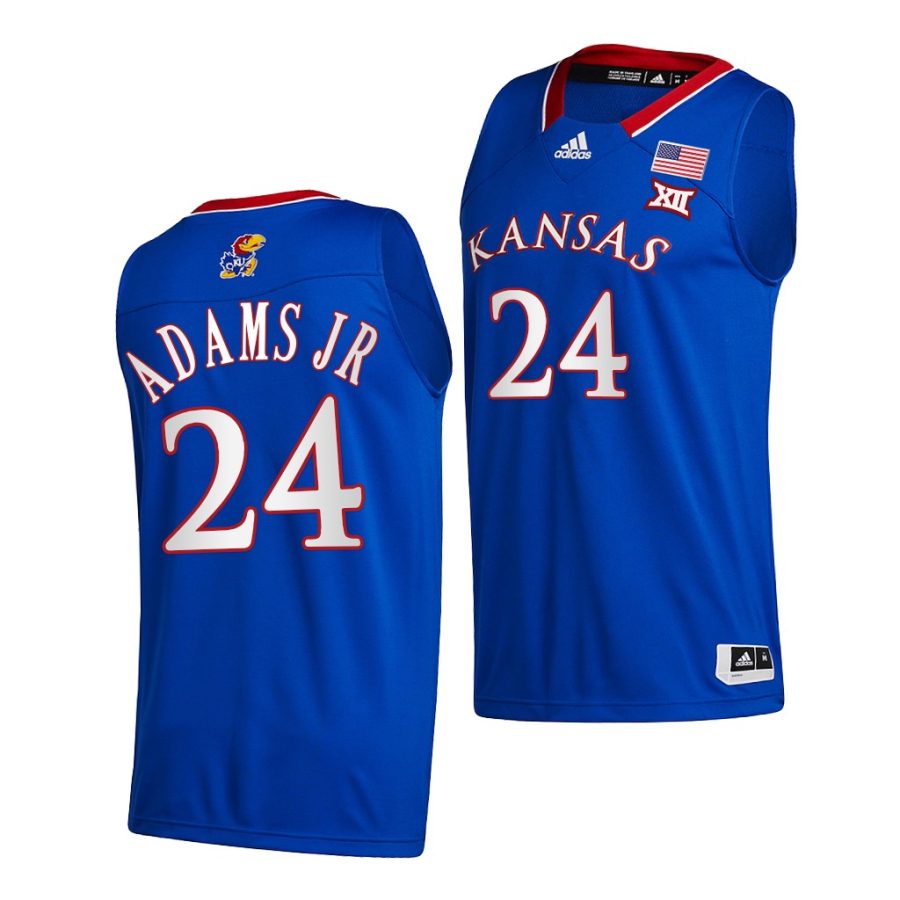 k.j. adams jr. blue college basketball kansas jayhawks jersey