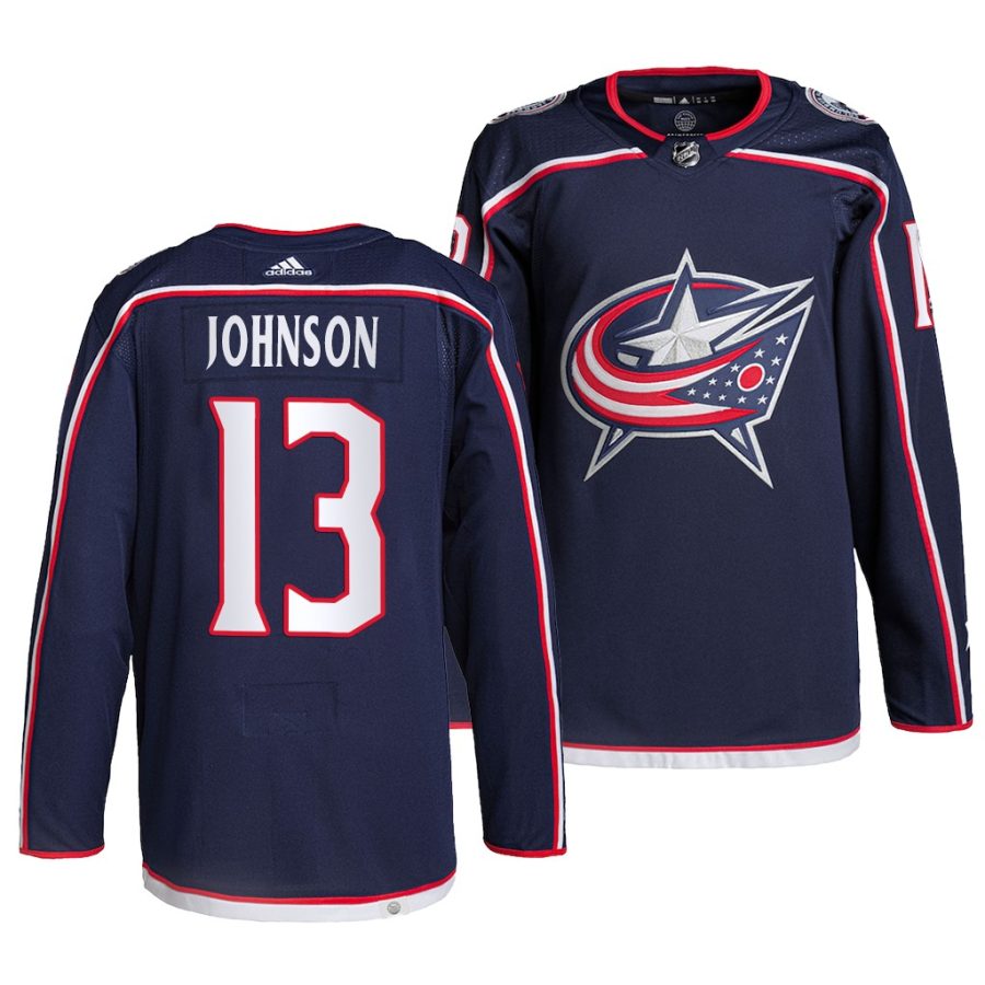 kent johnson blue jackets michigan wolverines 2021 draft navy pro authentic men jersey