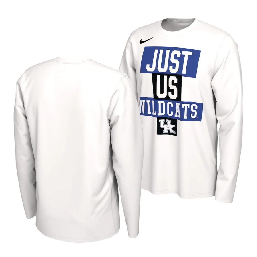 kentucky wildcats white just us bench long sleeve men t shirt