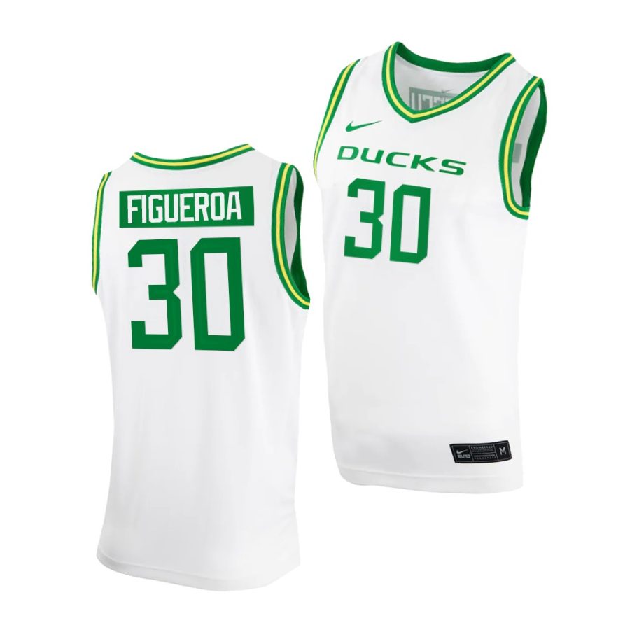 l.j. figueroa white college basketball oregon ducks jersey