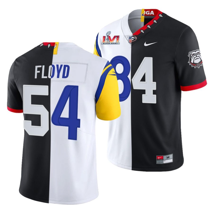 leonard floyd black white super bowl lvi georgia bulldogs x la rams jersey