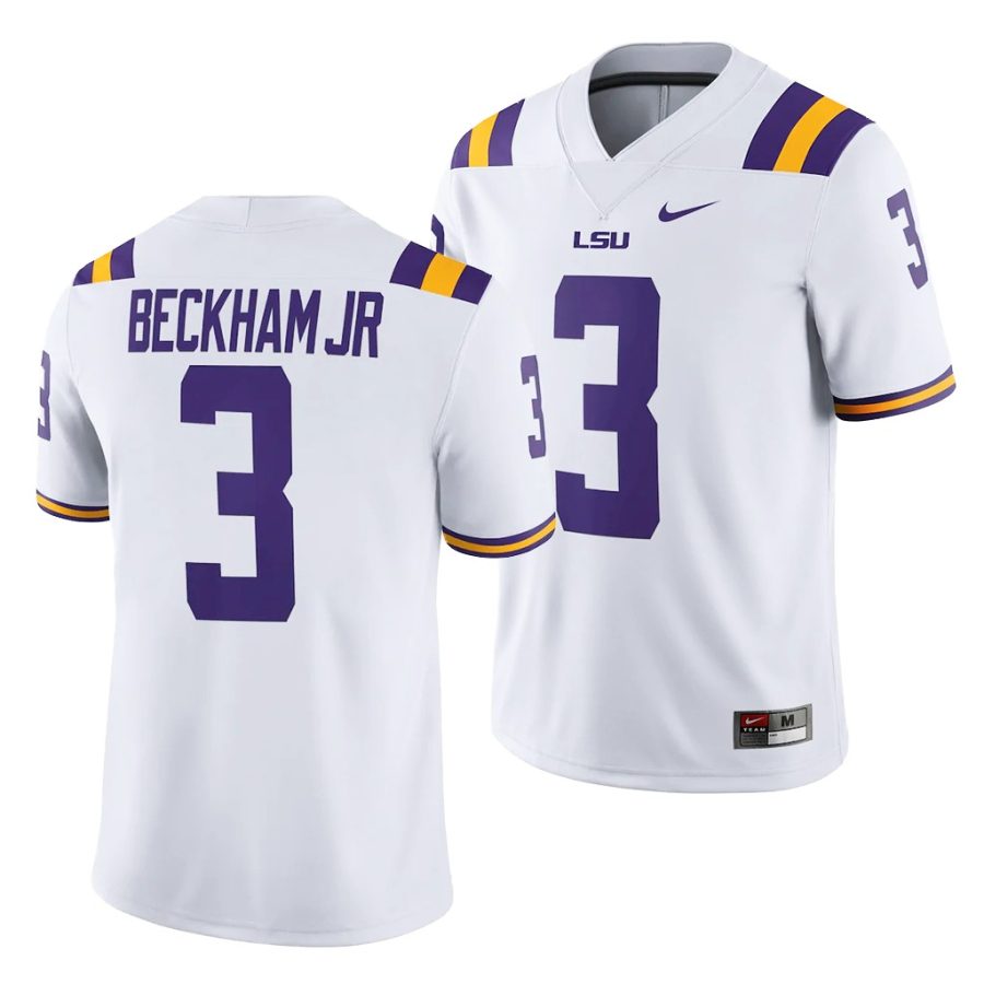 lsu tiger odell beckham jr. white game college football jersey