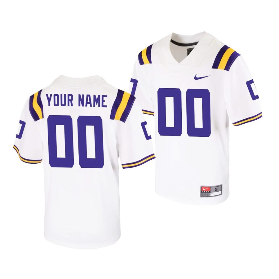 lsu tigers custom youth white college football jersey