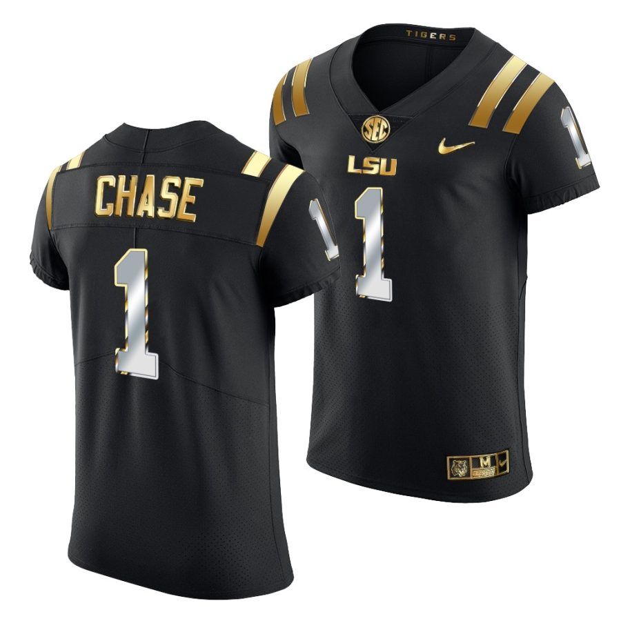 lsu tigers ja'marr chase golden edition elite nfl black jersey