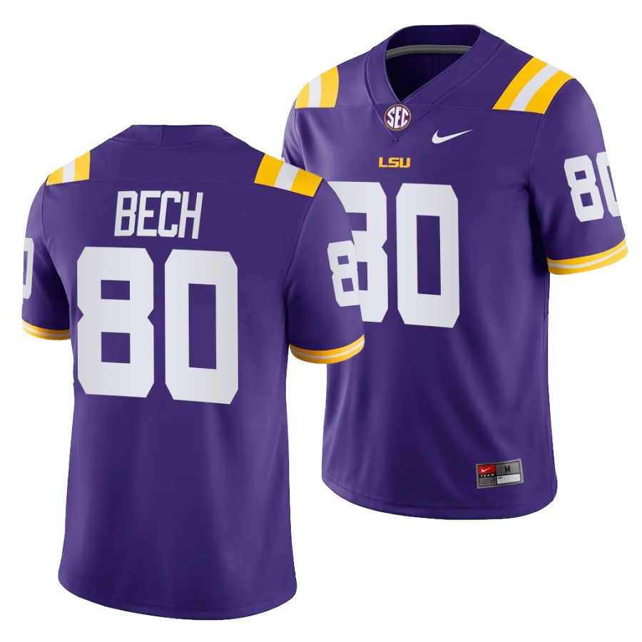 lsu tigers jack bech purple college football men jersey