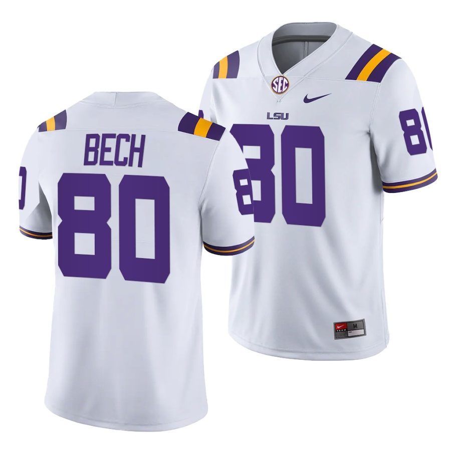 lsu tigers jack bech white college football men jersey