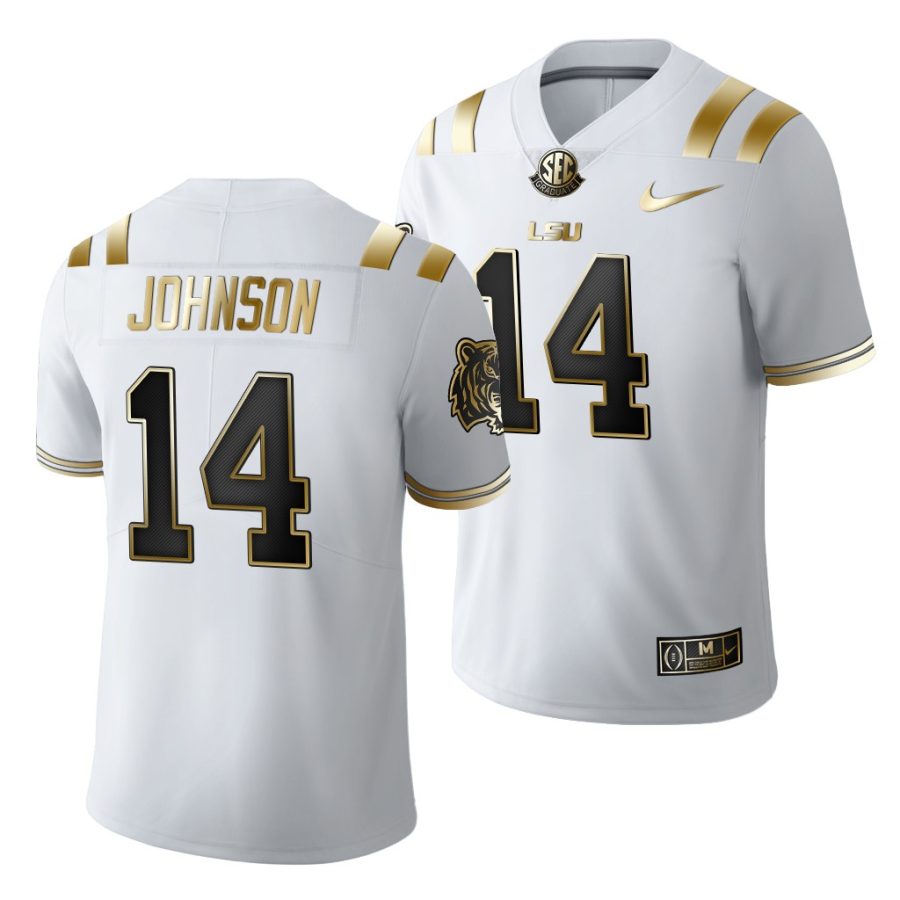 lsu tigers max johnson 2021 22 golden edition limited football white jersey