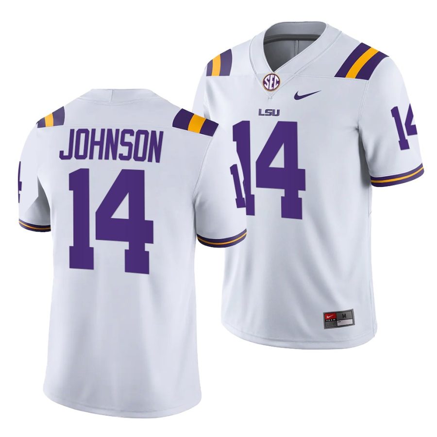 lsu tigers max johnson white college football men jersey