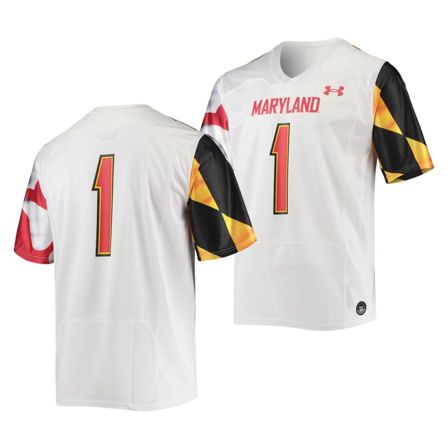 maryland terrapins custom white college football men jersey 0