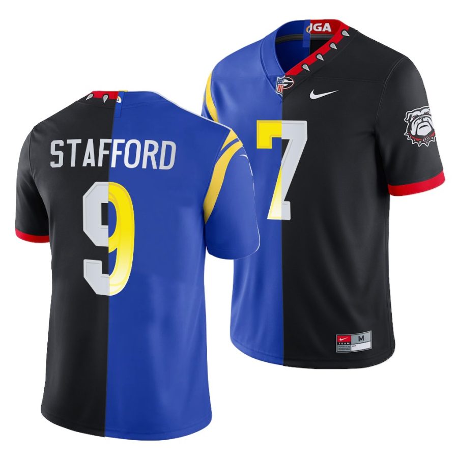 matthew stafford black royal super bowl lvi georgia bulldogs x la rams jersey