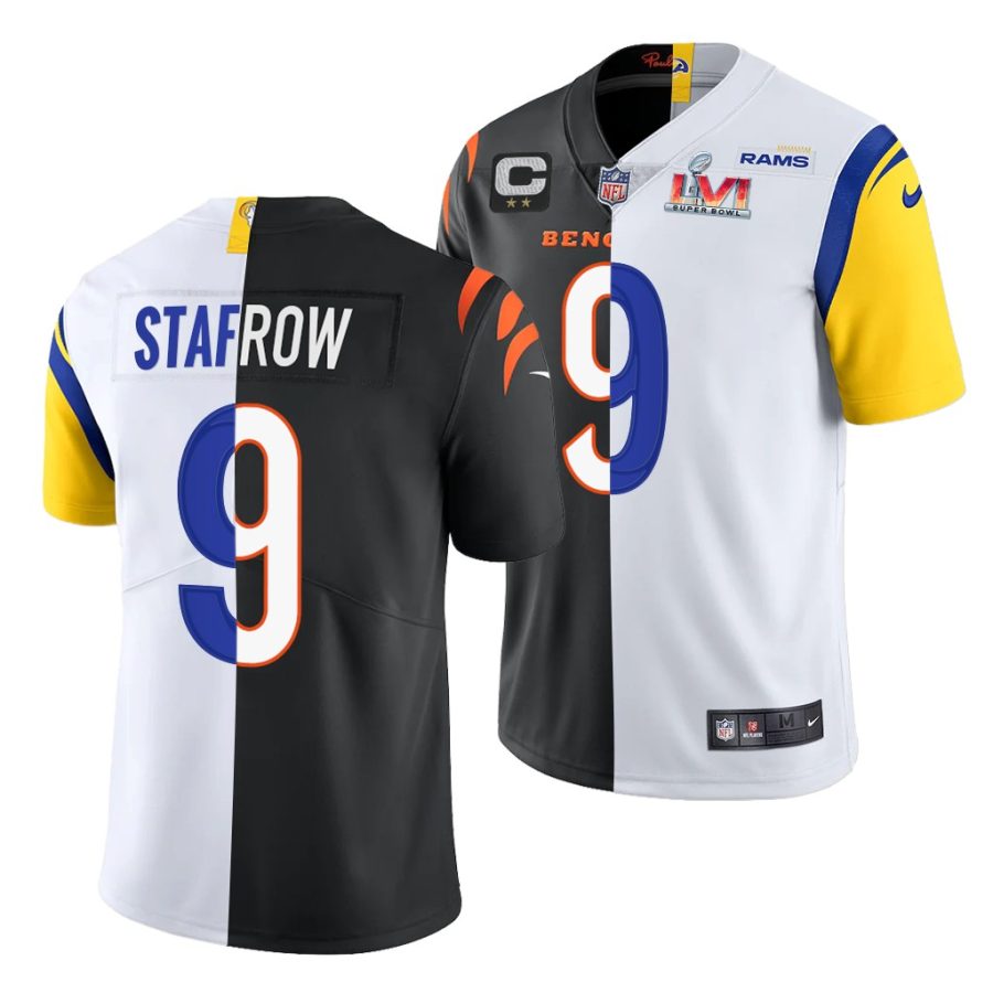 matthew stafford rams white black vs. cincinnati bengals joe burrow quarterback showdown jersey