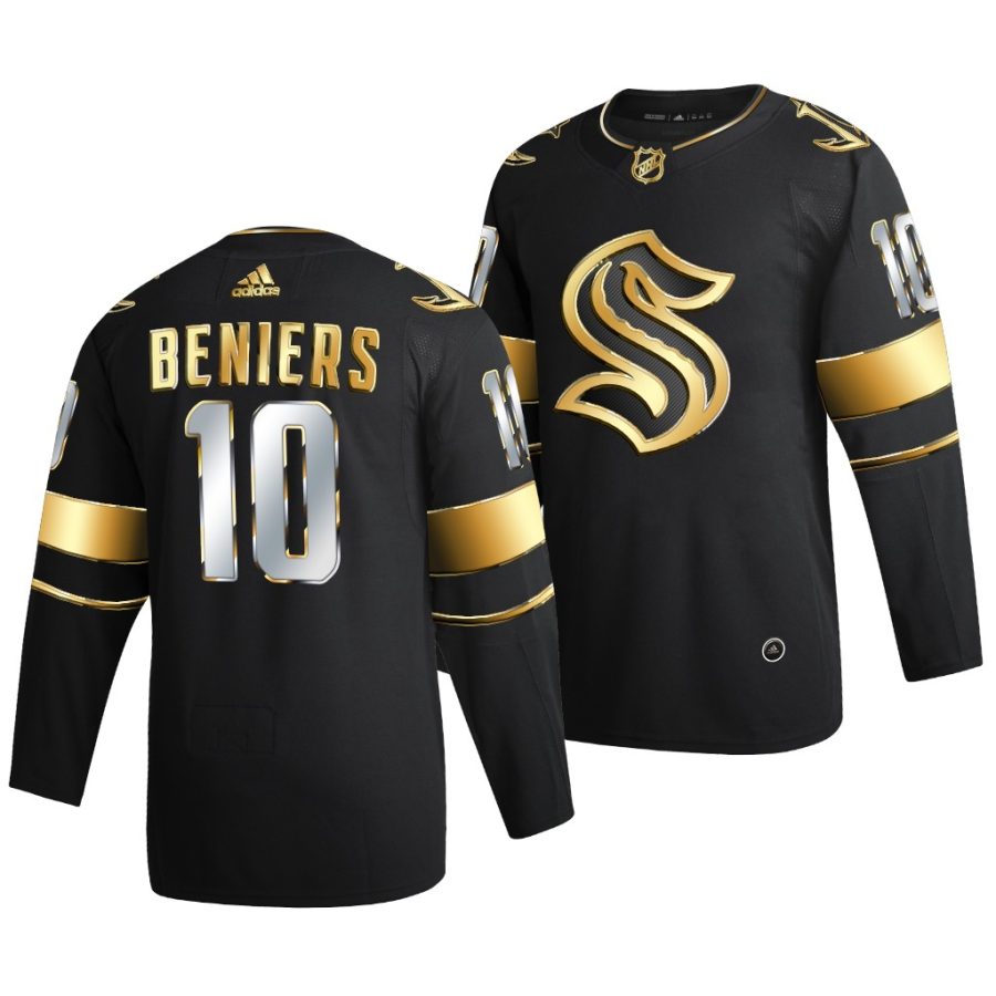 matty beniers kraken golden authentic black 2021 nhl draft men jersey