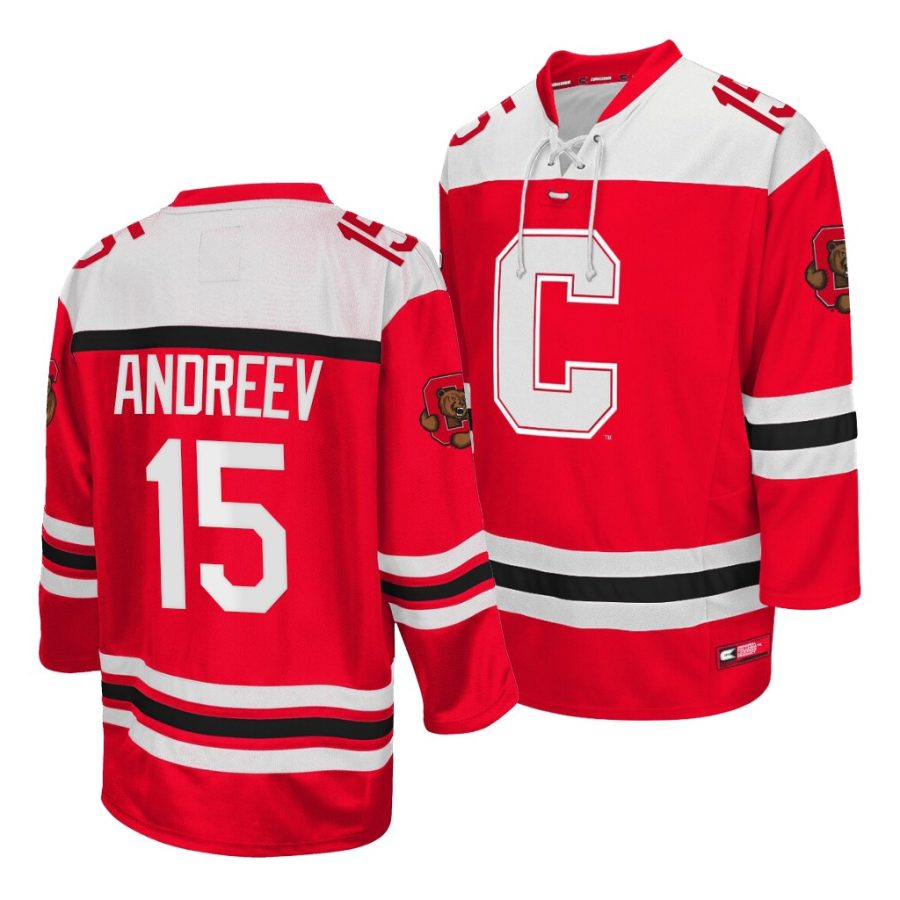 max andreev ncaa college hockey red jersey