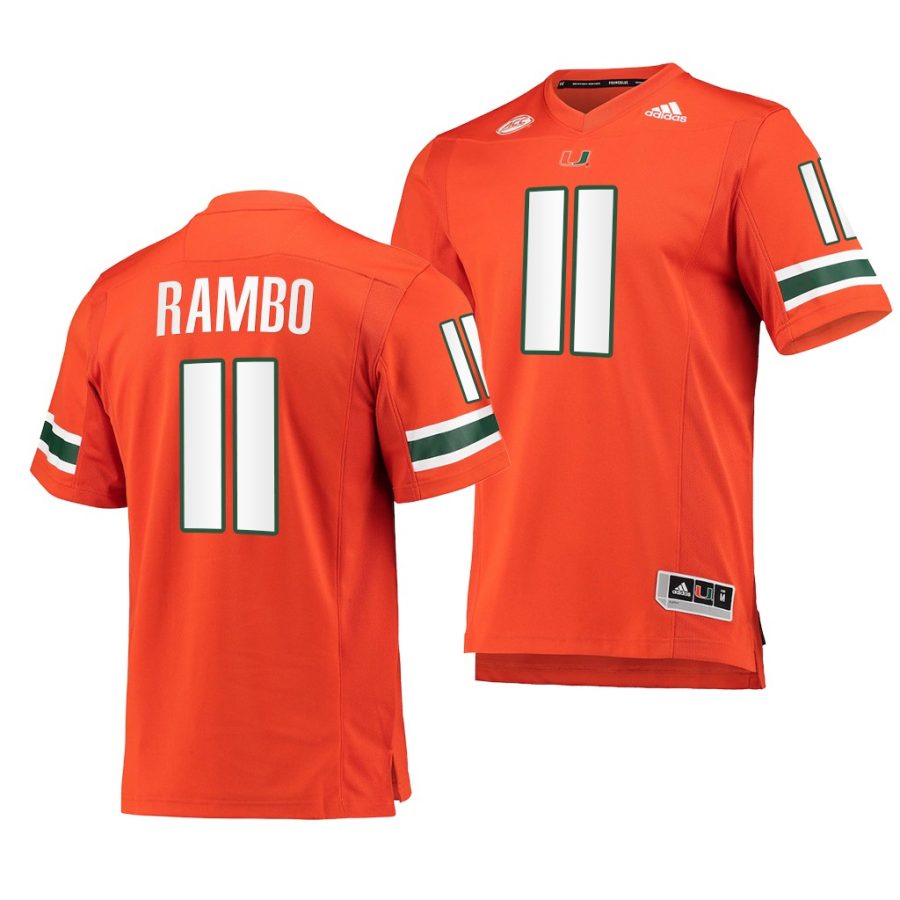 miami hurricanes charleston rambo orange college football men jersey