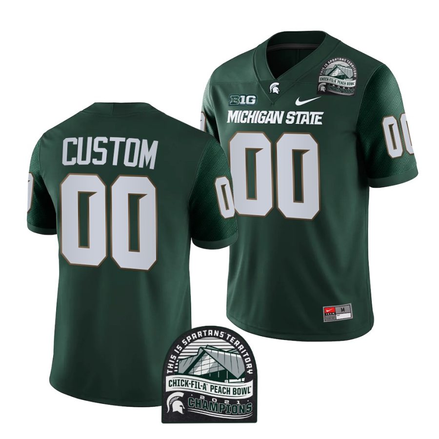 michigan state spartans custom green 2021 peach bowl champions cfp jersey