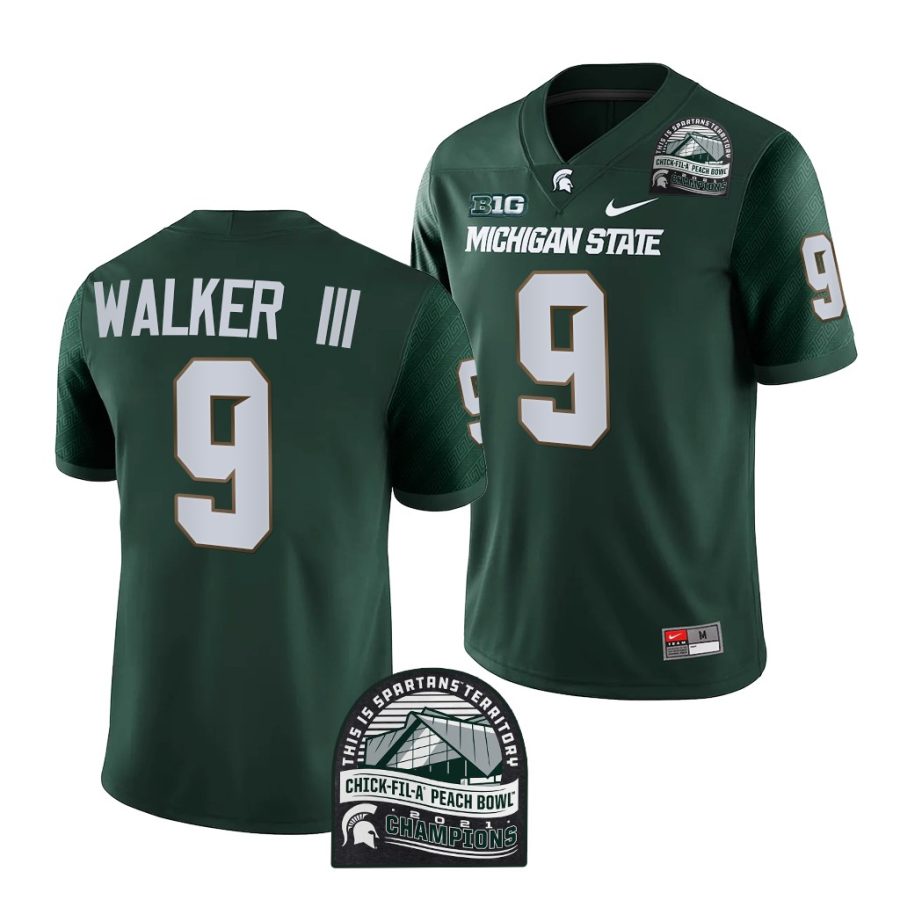 michigan state spartans kenneth walker iii green 2021 peach bowl champions cfp jersey