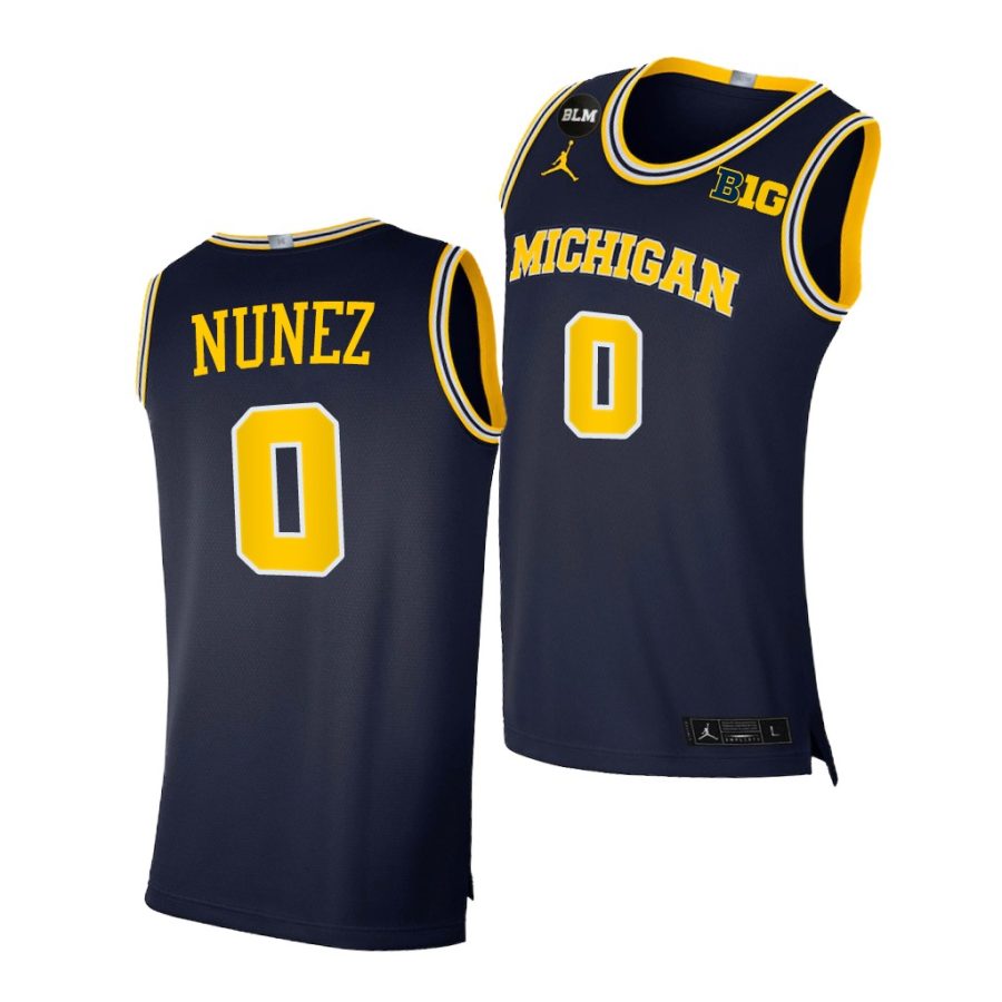 michigan wolverines adrien nunez 2021 big ten regular season champions blm navy jersey