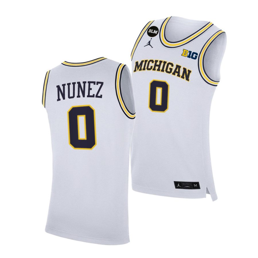 michigan wolverines adrien nunez 2021 big ten regular season champions blm white jersey