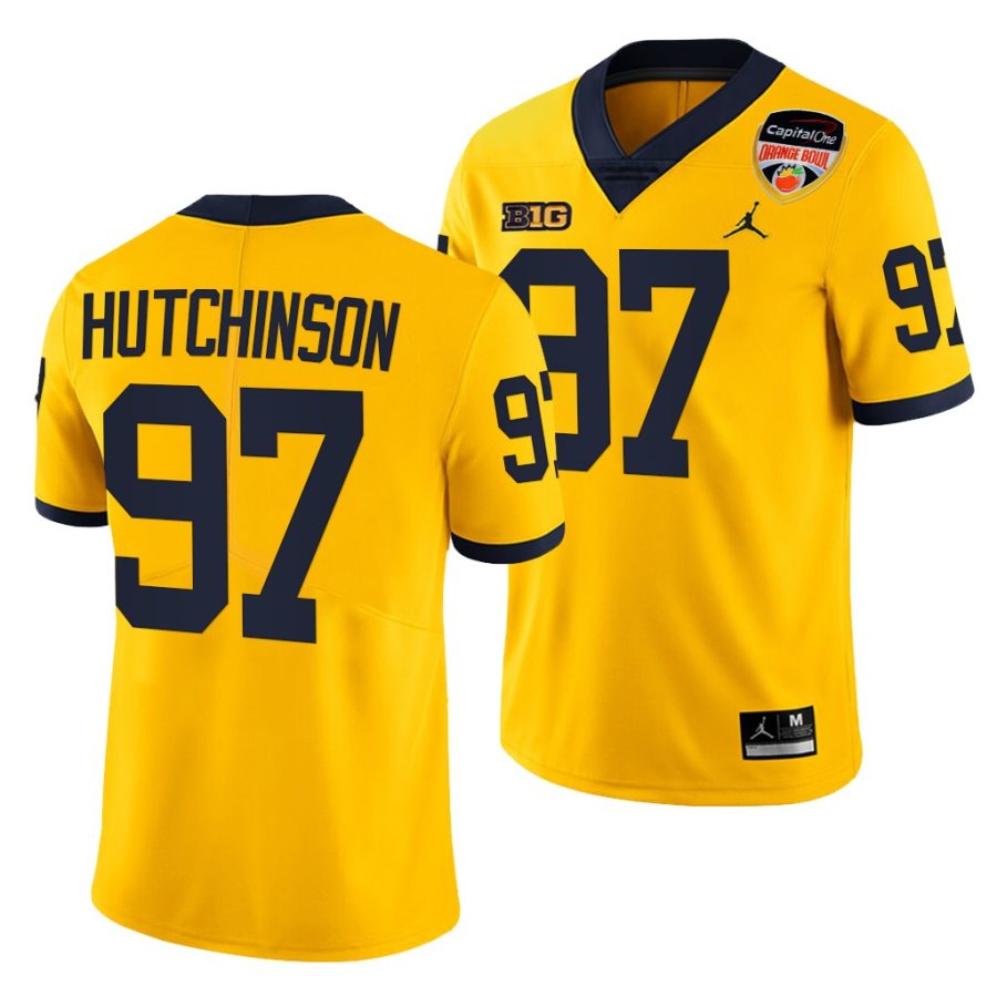 michigan wolverines aidan hutchinson maize 2021 orange bowl playoffs limited jersey