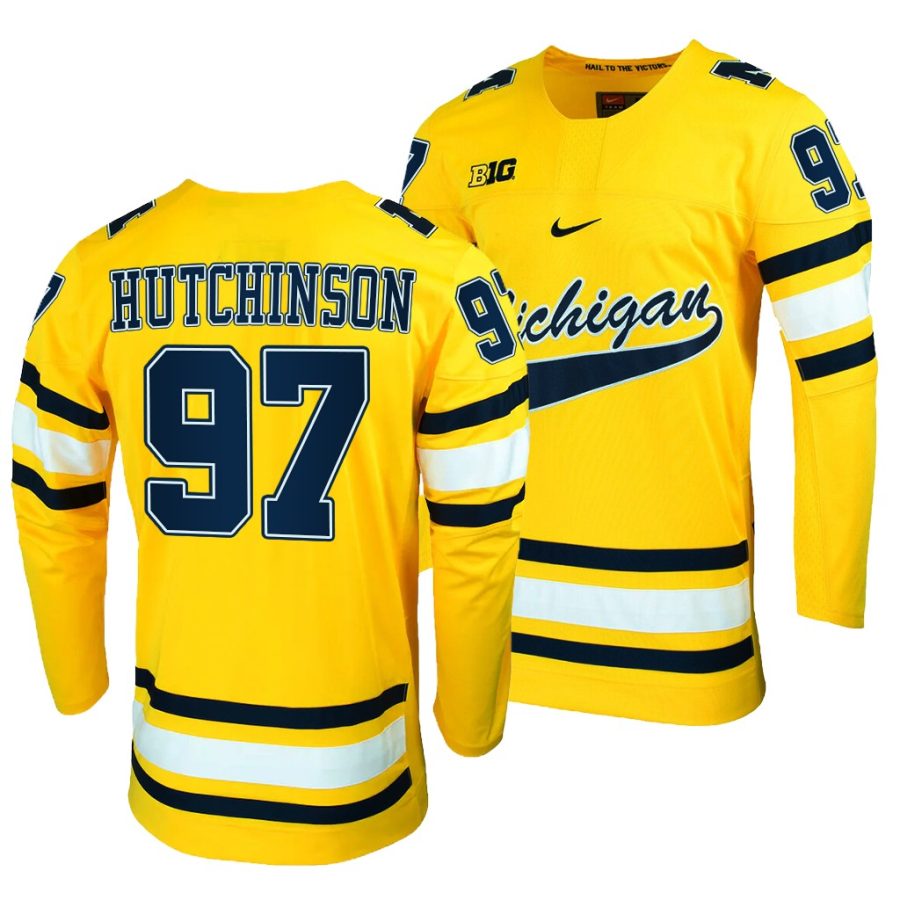 michigan wolverines aidan hutchinson maize hockey alumni player jersey