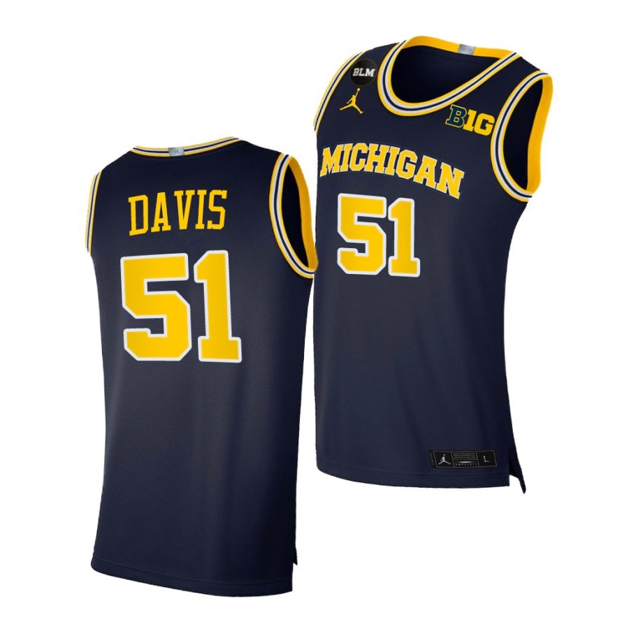 michigan wolverines austin davis 2021 big ten regular season champions blm navy jersey