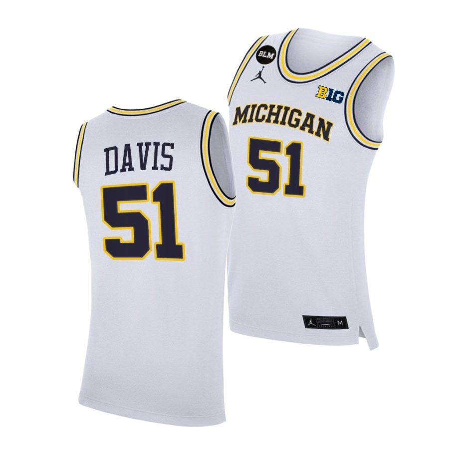 michigan wolverines austin davis 2021 big ten regular season champions blm white jersey