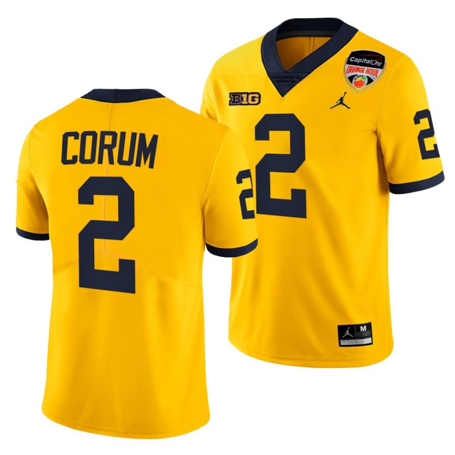 michigan wolverines blake corum maize 2021 orange bowl playoffs limited jersey