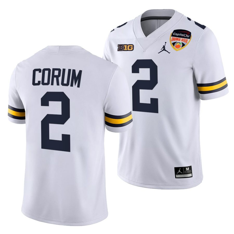 michigan wolverines blake corum white 2021 orange bowl college football playoff jersey