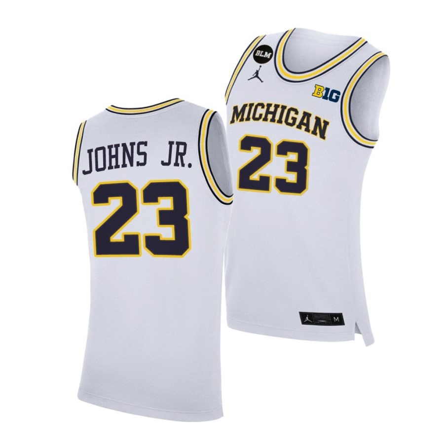 michigan wolverines brandon johns jr. 2021 big ten regular season champions blm white jersey