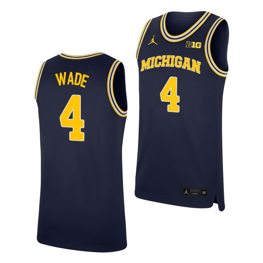 michigan wolverines brandon wade navy replica college basketball jersey