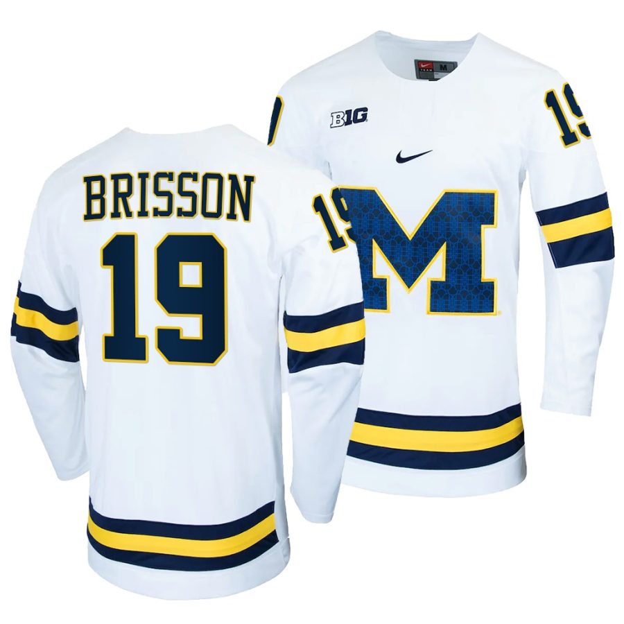 michigan wolverines brendan brisson college hockey white replica jersey