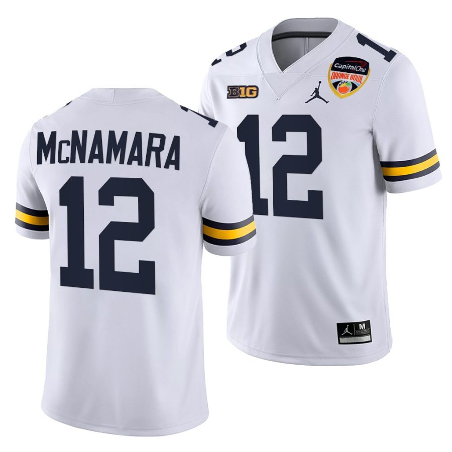 michigan wolverines cade mcnamara white 2021 orange bowl college football playoff jersey