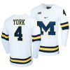 michigan wolverines cam york college hockey white replica jersey